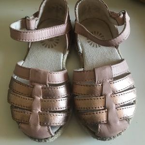 Toddler girls rose gold leather UGG sandals